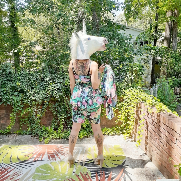 VTG 80s Peplum Dress Bolero Jacket Set Bold Floral - Picture 4 of 16